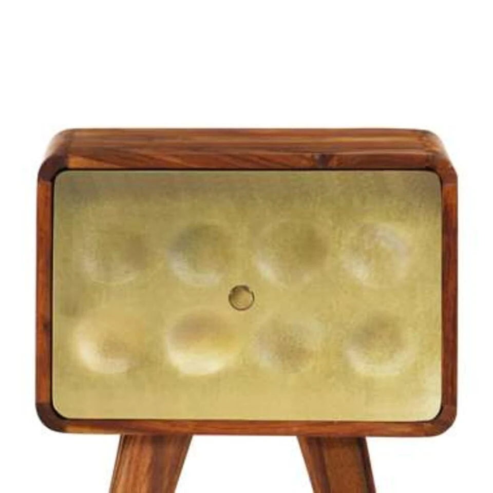 VidaXL Nachtkastje 49x40x30 Cm Massief Sheeshamhout Met Gouden Print 5 VidaXL Nachtkastje 49x40x30 Cm Massief Sheeshamhout Met Gouden Print - Afbeelding 3