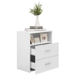 VidaXL Nachtkastjes 2 St 50x32x60 Cm Hoogglans Wit -Knusse Nacht a894f1a510a447f08cbfcc37ef8d7c53