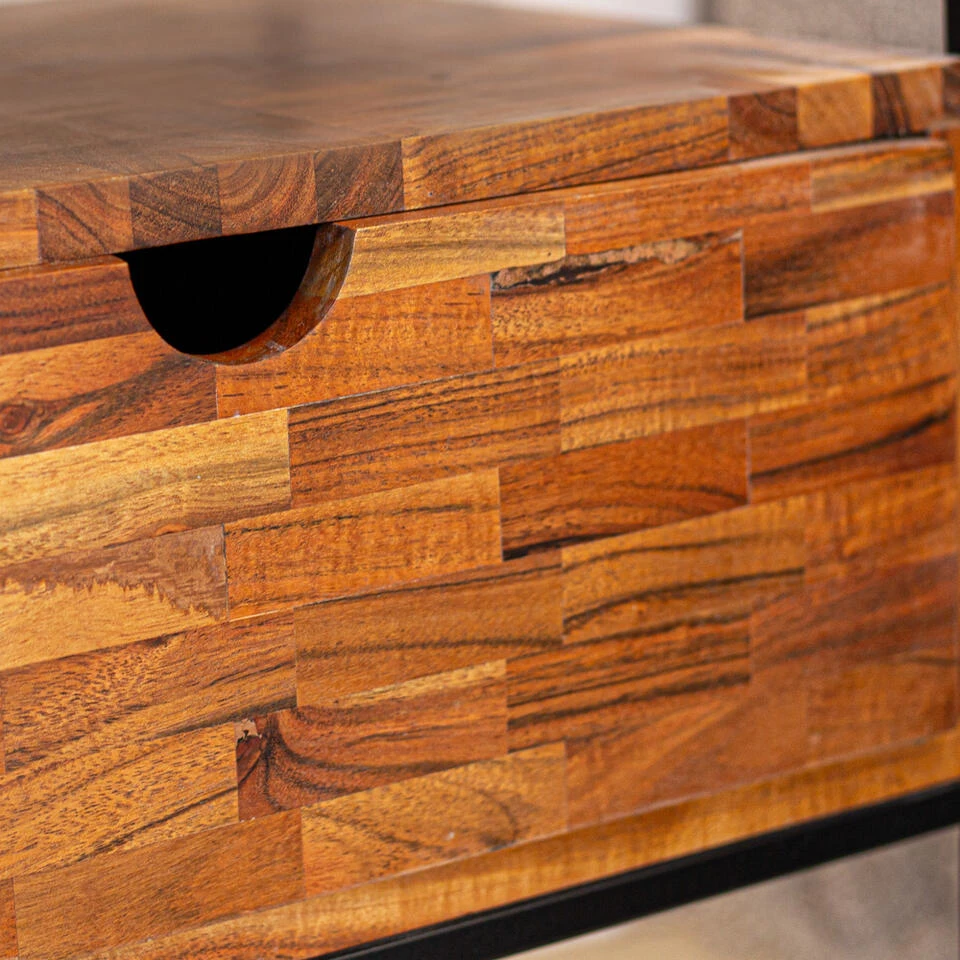 Industrieel Nachtkastje Harris Met Lade - 35x45x55 Cm - Mangohout - Bruin 6 Industrieel Nachtkastje Harris Met Lade - 35x45x55 Cm - Mangohout - Bruin - Afbeelding 4