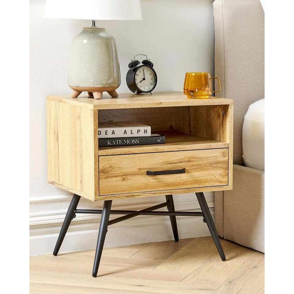 Beliani Nachtkast LUBOCK - Lichte Houtkleur Mdf 4 Beliani Nachtkast LUBOCK - Lichte Houtkleur Mdf - Afbeelding 2