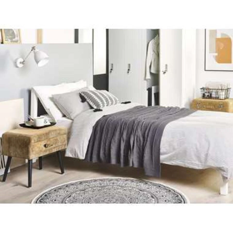 Beliani Nachtkast EUROSTAR - Beige Corduroy 5 Beliani Nachtkast EUROSTAR - Beige Corduroy - Afbeelding 3