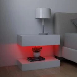 VidaXL Nachtkastjes 2 St LED 60x35 Cm Bewerkt Hout Wit -Knusse Nacht dccdb5a467f8463f8485199e4f5a1598